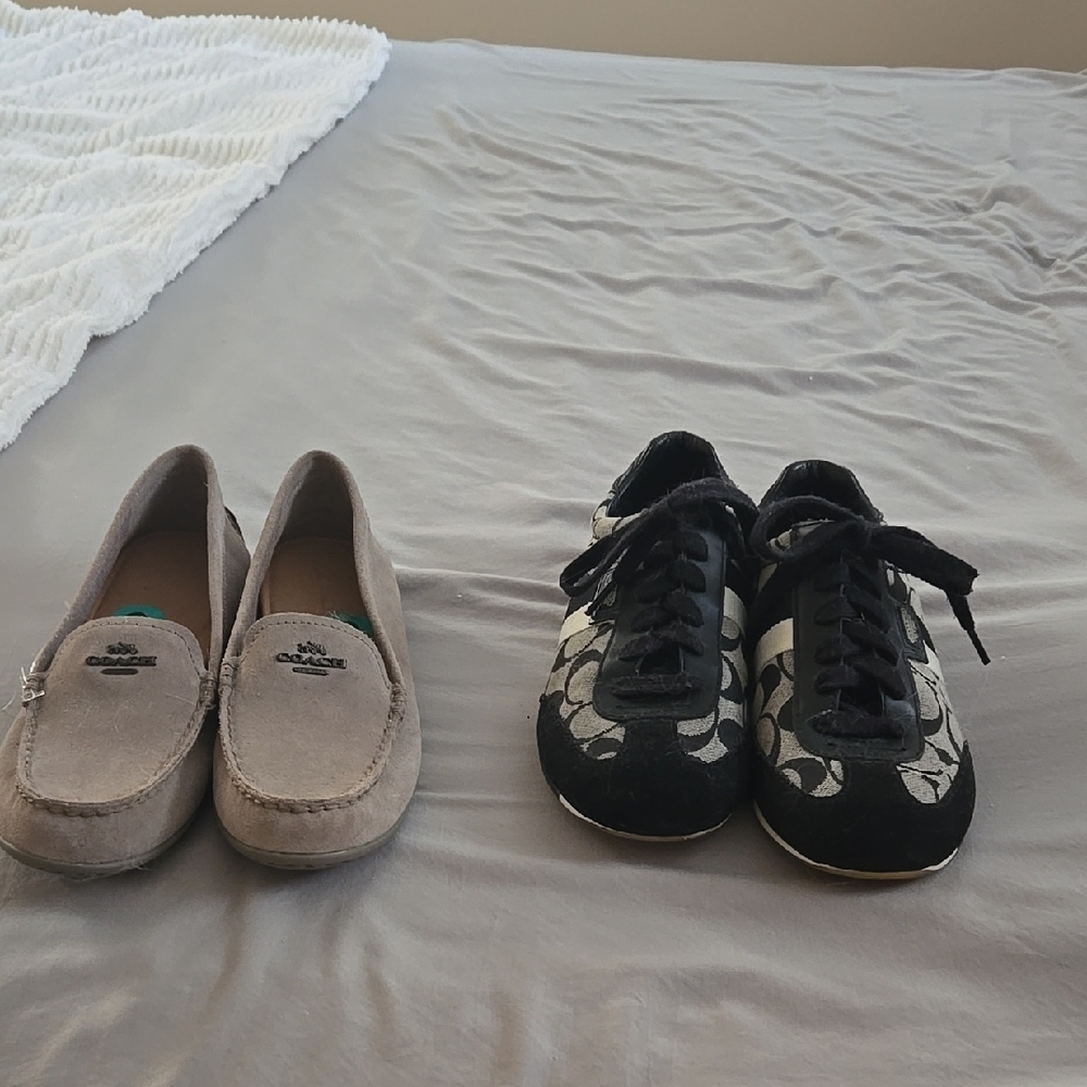 Coach Women's Black and Gray Loafers and Sneakers
